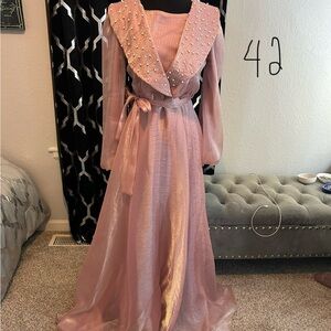 Elegant Pink Beaded Women's Dress